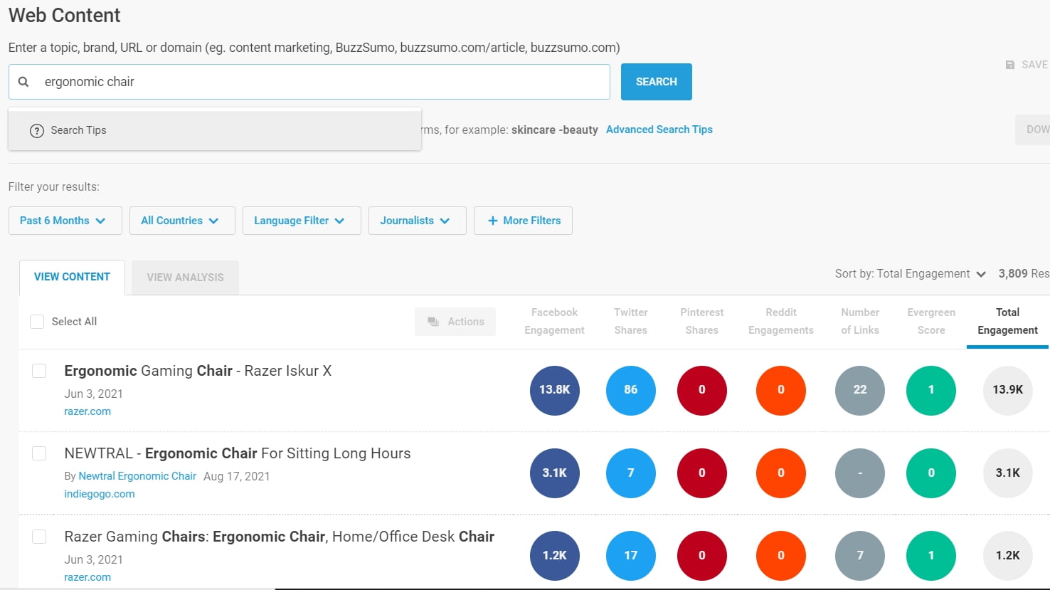 Keyword Volume tool