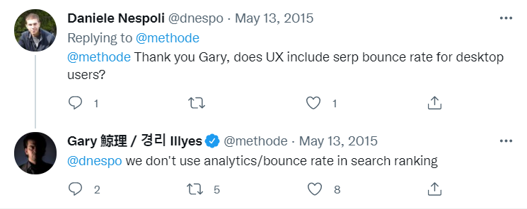 UX don't use bounce rate in search ranking