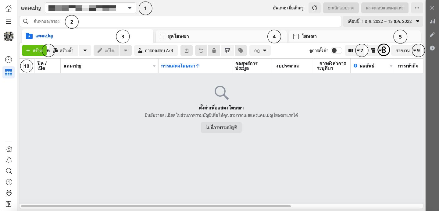 ภาพรวม Facebook Ads Manager