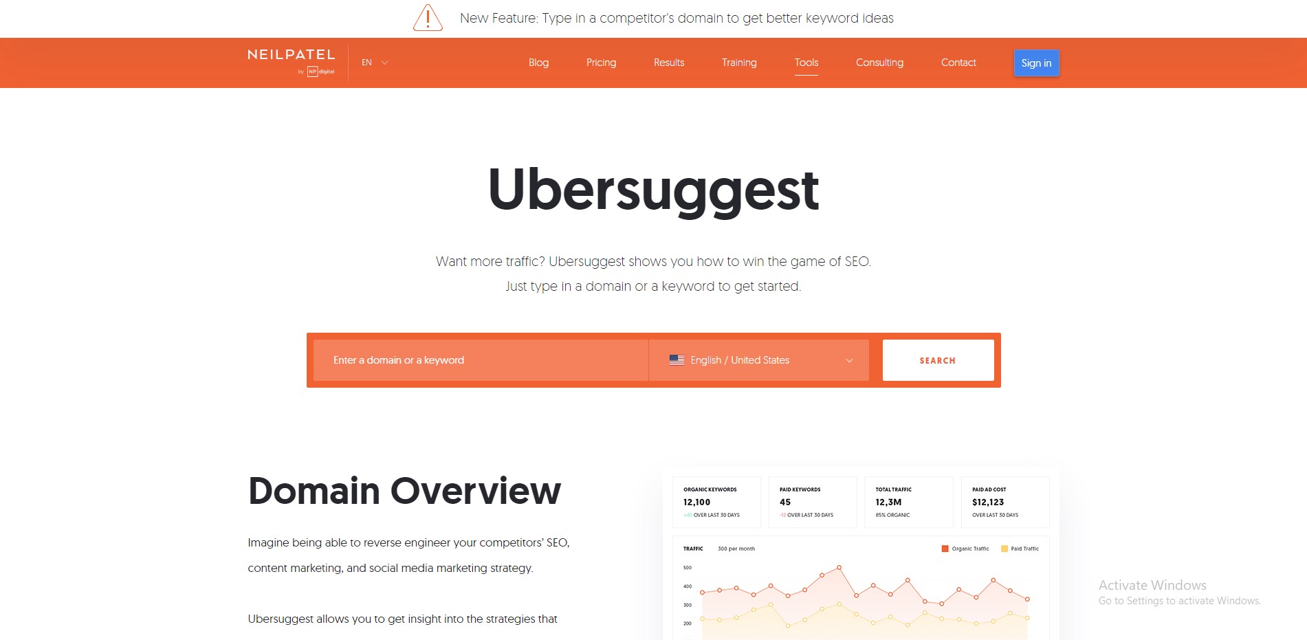 Ubersuggest Tools สำหรับ SEO