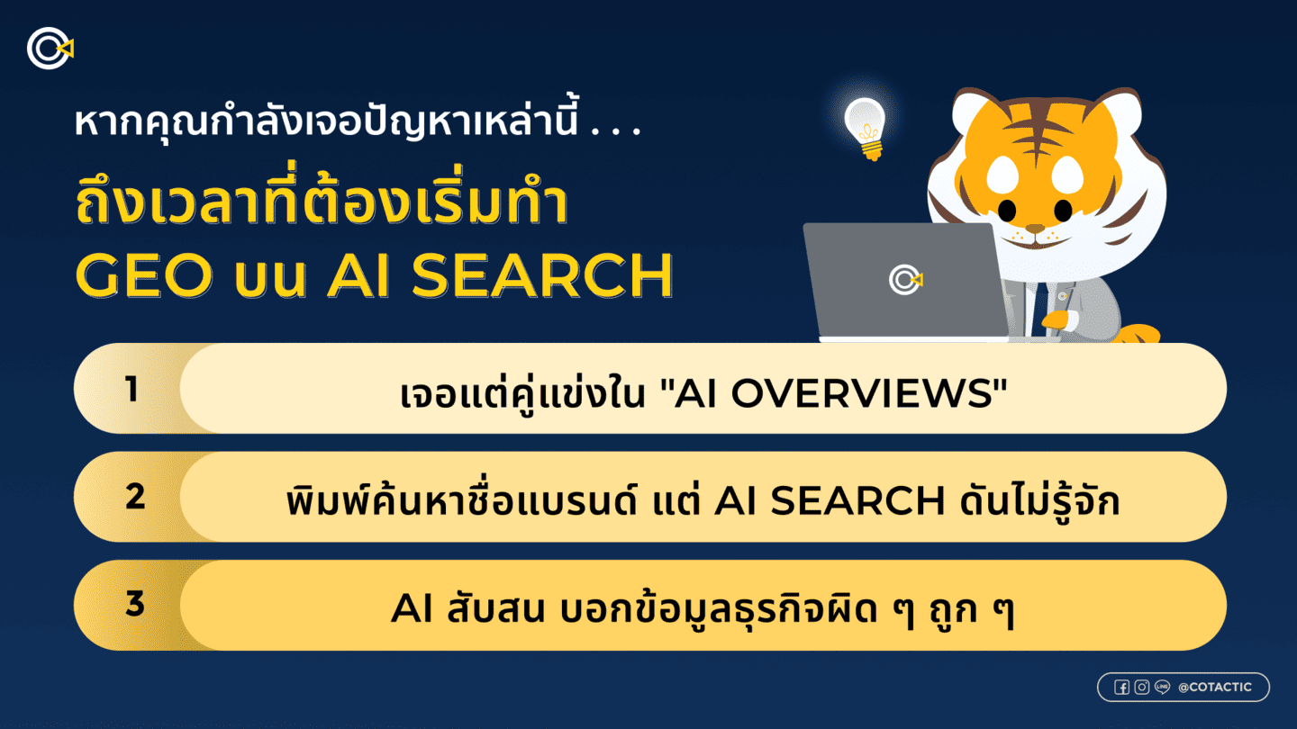 หากคุณกำลังเจอปัญหาเหล่านี้ ถึงเวลาที่ต้องเริ่มทำ GEO บน AI SEARCH